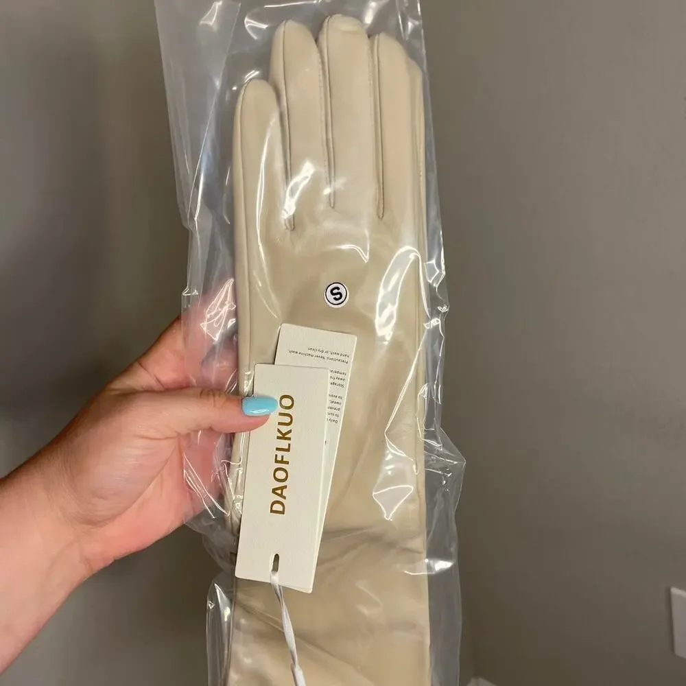 Cream opera genuine leather lamb skin opera gloves NWT Daoflkuo